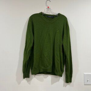 Nautica Men's Long Sleeve Sweater green size large preppy style 100% Merino Wool